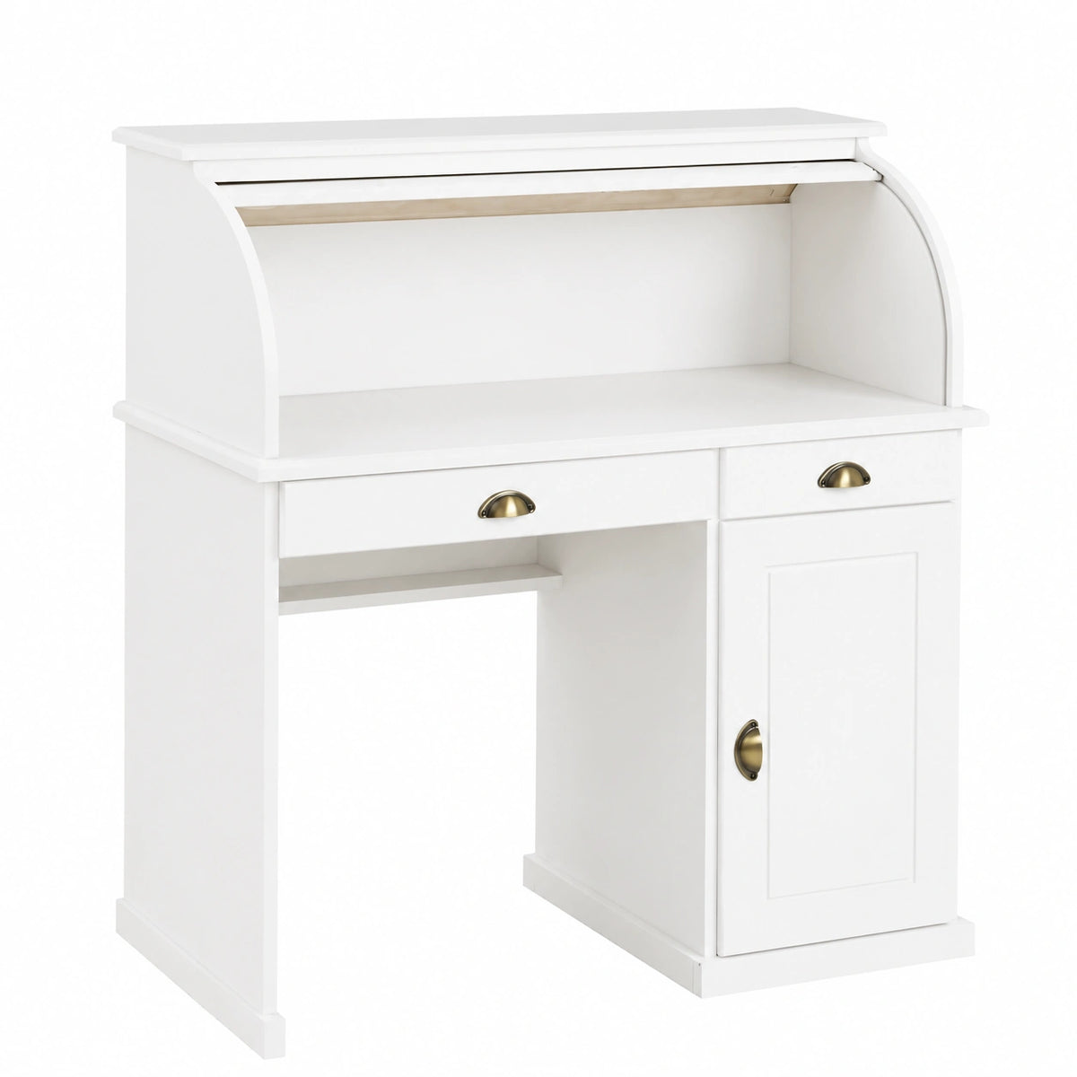 Bureau, avec rangement, avec tiroirs, avec étagères, coloris blanc, pour l’espace de travail