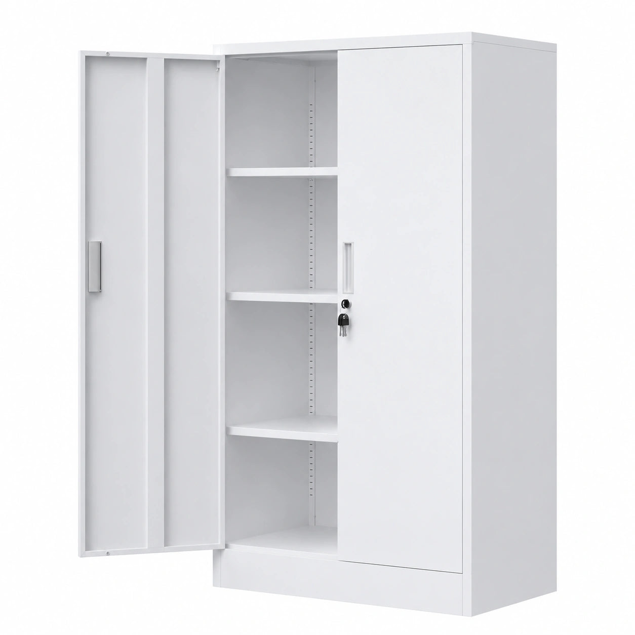 Armoire, réglable, avec rangement, avec étagères, en métal, coloris blanc, pour la chambre