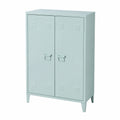 Armoire, en acier, avec rangement, avec portes, coloris gris et bleu, 110 x 75 x 33 cm, pour la chambre