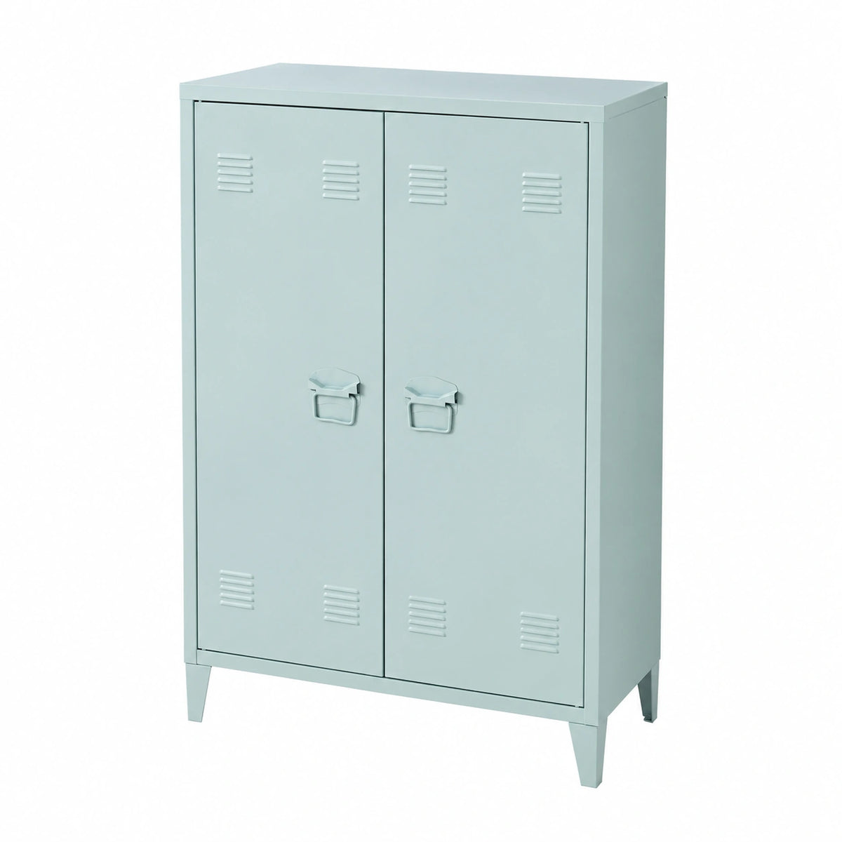 Armoire, en acier, avec rangement, avec portes, coloris gris et bleu, 110 x 75 x 33 cm, pour la chambre