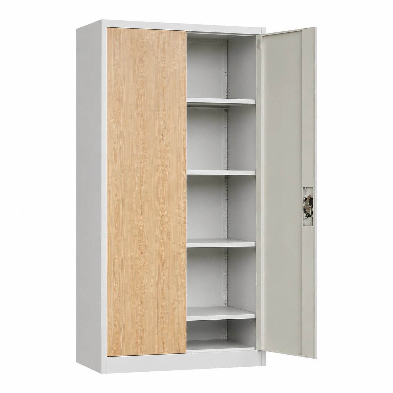 Armoire, avec étagères, en acier, coloris blanc, pour la chambre