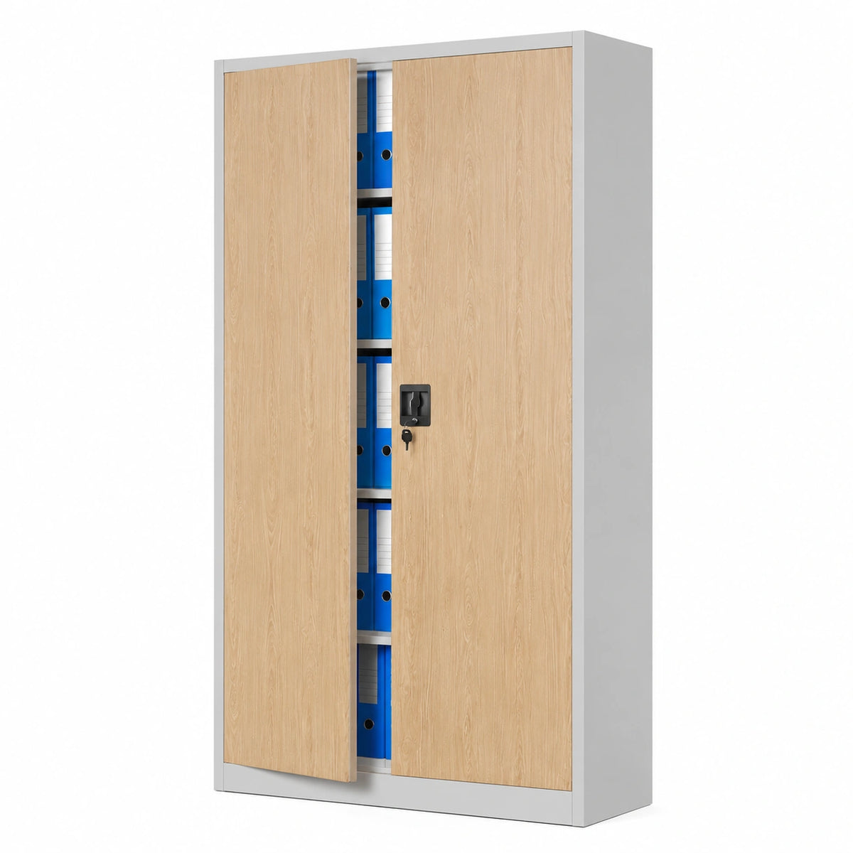 Armoire, avec étagères, en acier, coloris blanc, pour la chambre