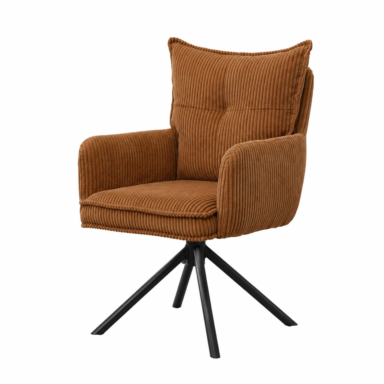 Bureau, en métal et velours côtelé, pivotant, sur roulettes, coloris marron, pour l’espace de travail
