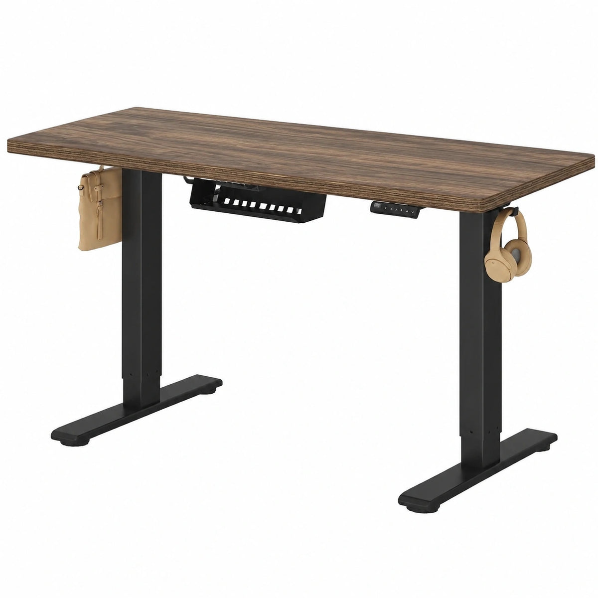 Bureau, réglable, coloris noir et marron, pour l’espace de travail