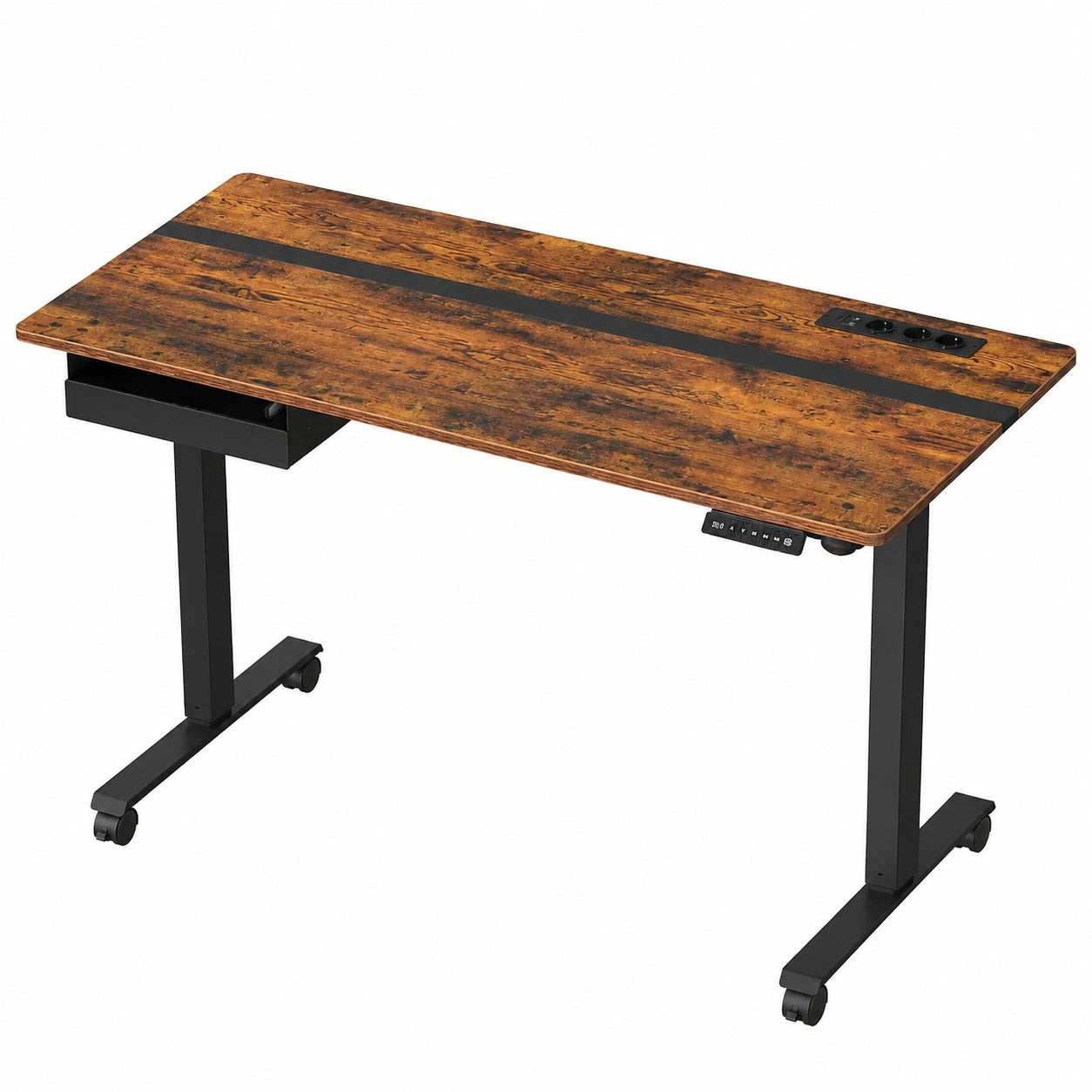 Bureau, réglable, coloris noir et marron, 60 x 140 cm, pour l’espace de travail