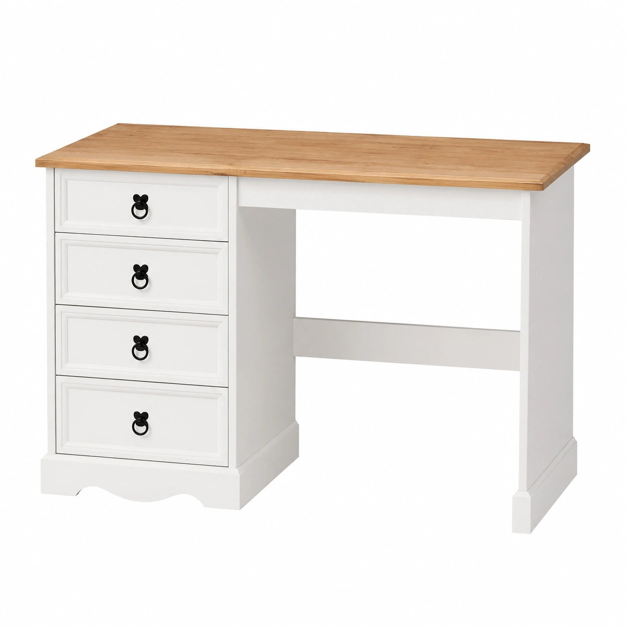 Bureau, avec rangement, avec tiroirs, en bois massif, coloris blanc, pour l’espace de travail