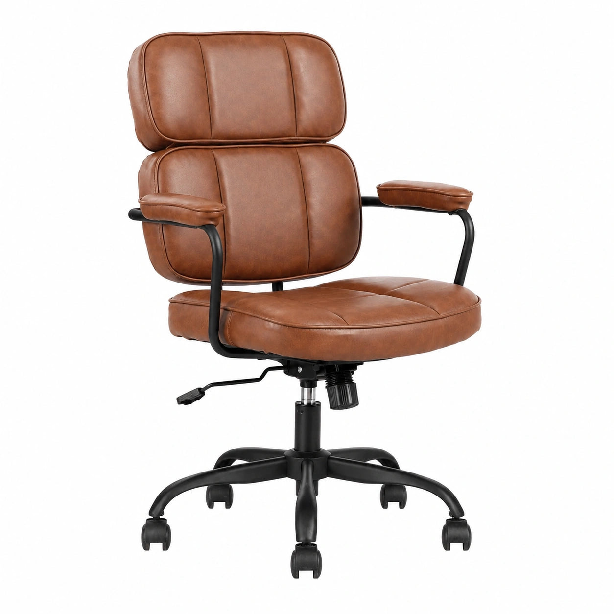 Bureau, pivotant, réglable, en cuir, coloris marron, pour l’espace de travail