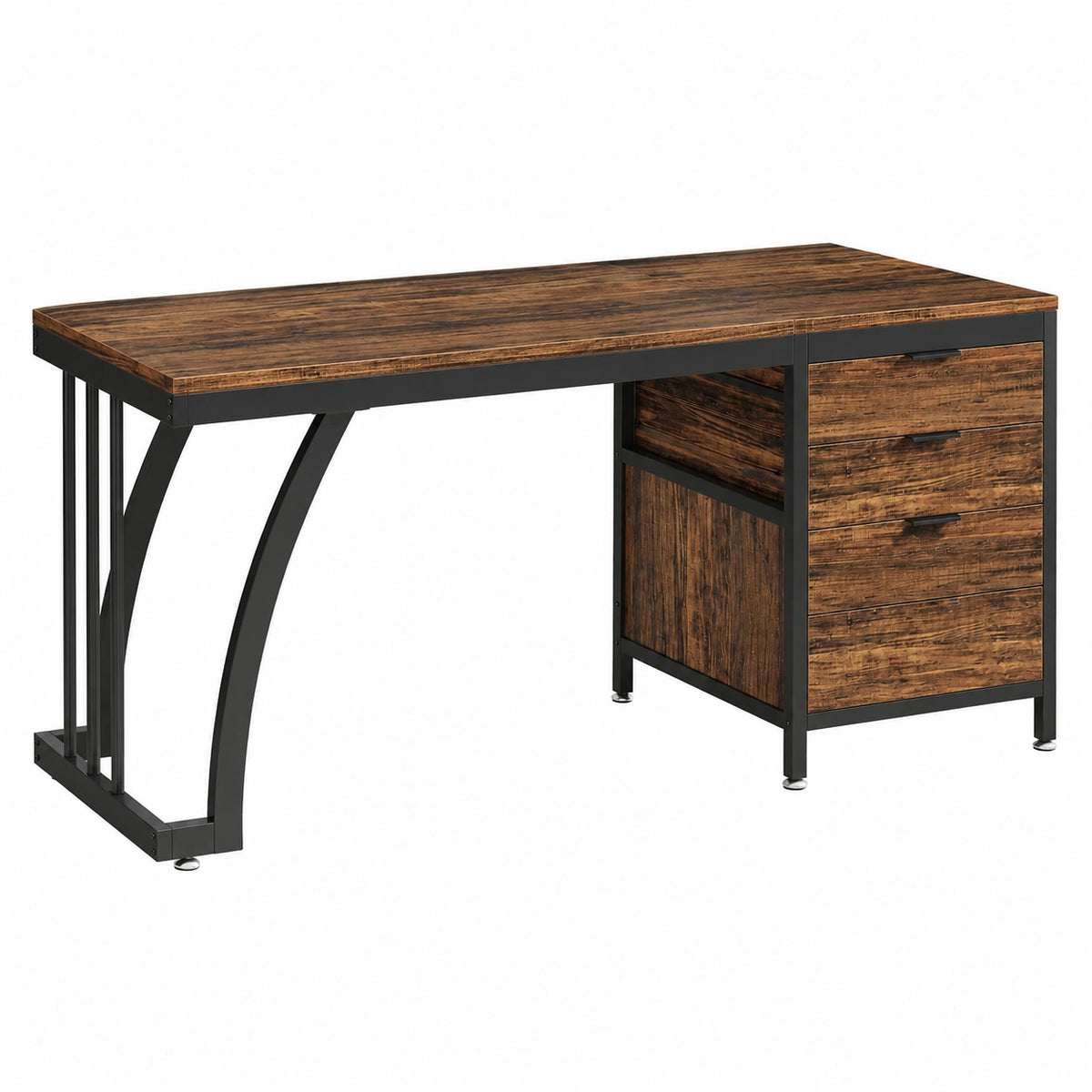 Bureau, avec rangement, avec tiroirs, coloris marron, pour l’espace de travail