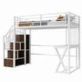 Lit gain de place, avec rangement, 1 place, 90 x 200 cm, coloris blanc, pour la chambre